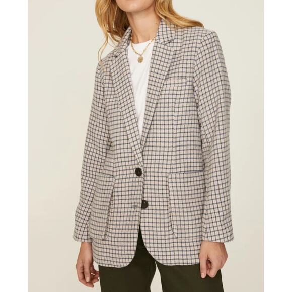 Rails Jackets & Blazers - Rails Blazer Women Medium Windsor Lilac Navy Mini Check Plaid Wool Academia Work